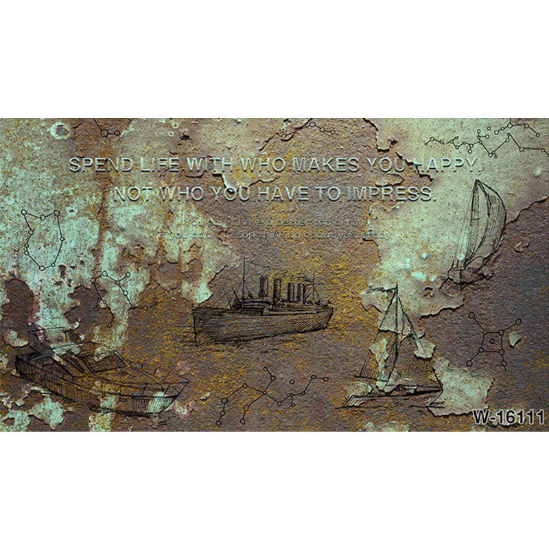 Illustration Rusty Iron Wall Mural Extra Large Wall Covering for Restaurant, Made to Measure Clearhalo 'Wall Decor' 'Wall Mural' 969813