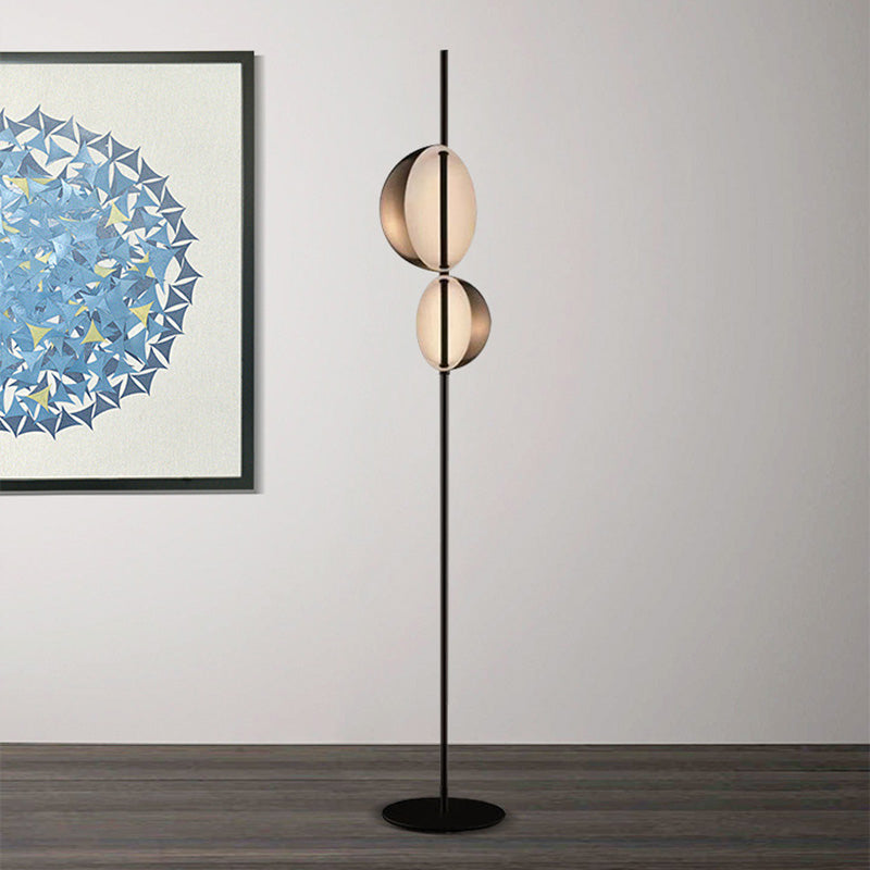Nordic Semi-Orb Floor Reading Light Metallic LED Living Room Standing Lamp in Black/Gold Clearhalo 'Floor Lamps' 'Lamps' Lighting' 978538