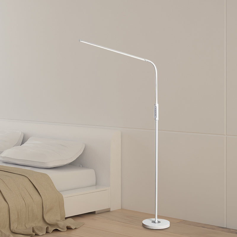 Adjustable Metallic Linear Standing Lamp Modernist Black/White LED Floor Reading Light with Switch Clearhalo 'Floor Lamps' 'Lamps' Lighting' 979892