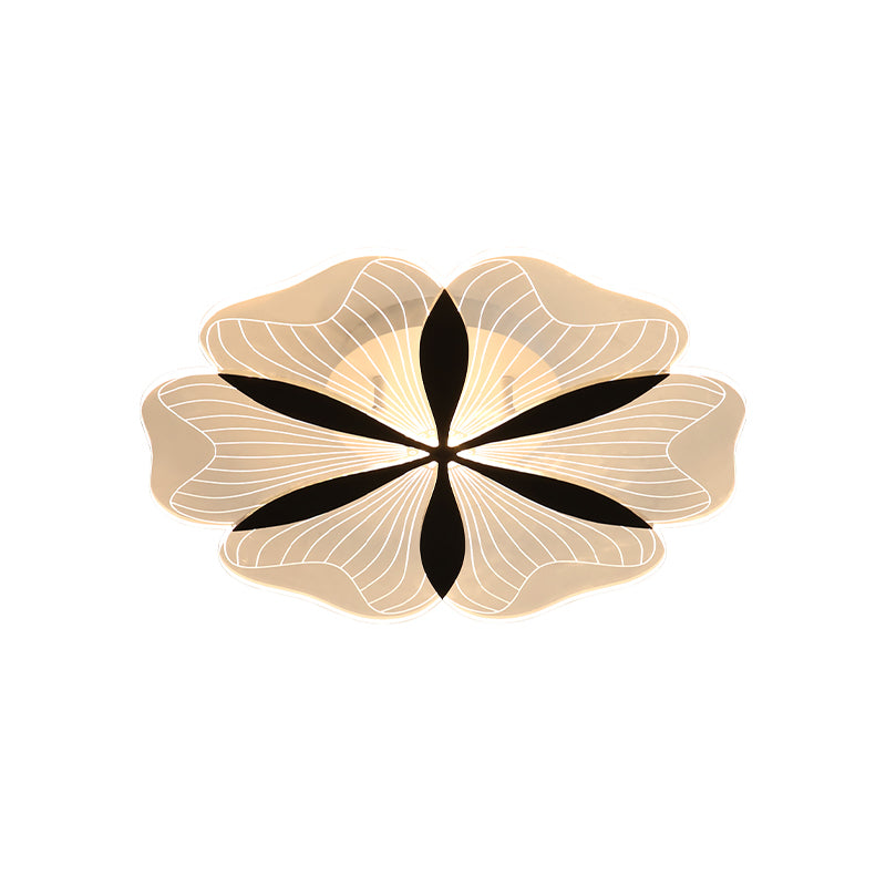Black Floral Shaped Flush Mount Minimal Metal LED Ceiling Light Fixture in White/Warm Light for Bedroom Clearhalo 'Ceiling Lights' 'Close To Ceiling Lights' 'Close to ceiling' 'Flush mount' Lighting' 983188