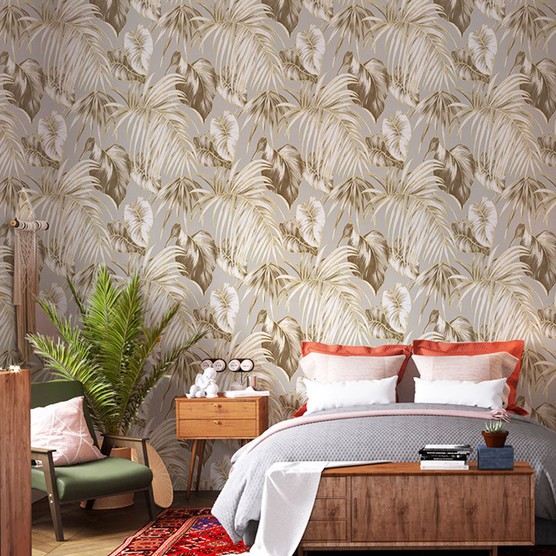 Water-Resistant Banana Leaves Wallpaper Roll 33' x 20.5" Minimalist Wall Art for Thai Restaurant Clearhalo 'Modern wall decor' 'Modern' 'Tropical wall decor' 'Tropical' 'Wallpaper' Wall Decor' 984650