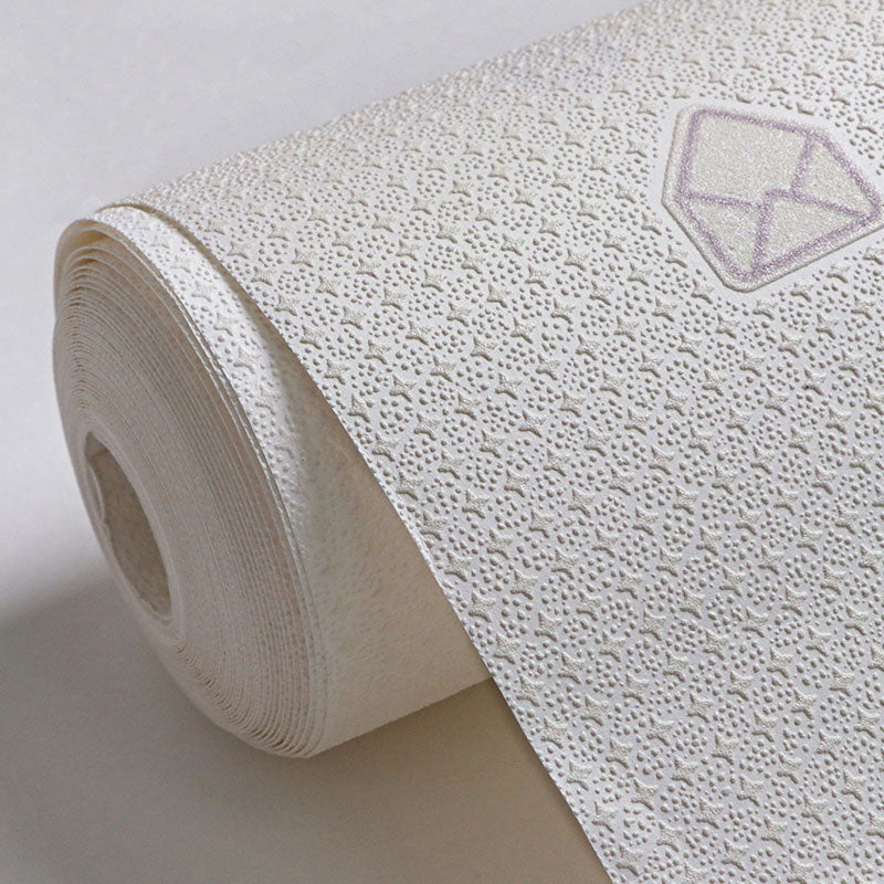 Ivory White Original Wall Art 57.1 sq ft. Food and Drinks Wallpaper Roll for Kid's Bedroom, Non-Pasted Clearhalo 'Wall Decor' 'Wallpaper' 984984