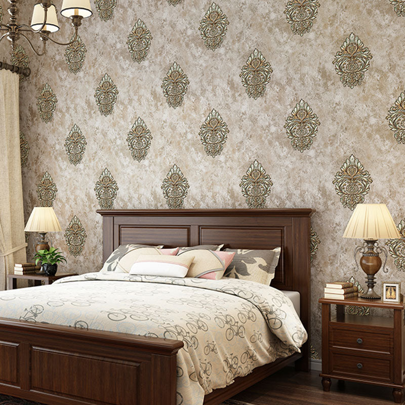 Vintage Wallpaper Roll in Natural Color Damask Design Wall Covering, 33 ft. x 20.5 in Light Coffee Clearhalo 'Wall Decor' 'Wallpaper' 987034