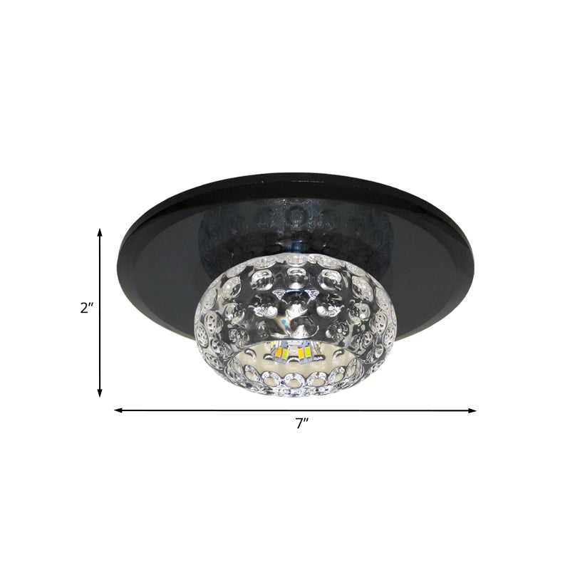LED Flush Mount Ceiling Light Contemporary Bowl Faceted Clear Glass Lighting Fixture for Guest Room Clearhalo 'Ceiling Lights' 'Close To Ceiling Lights' 'Close to ceiling' 'Flush mount' Lighting' 988518