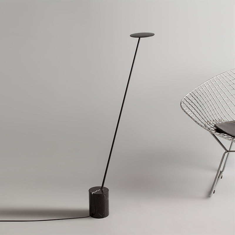 Circle Floor Reading Lamp Contemporary Metallic White/Black LED Stand Up Light with Column Base Clearhalo 'Floor Lamps' 'Lamps' Lighting' 988685