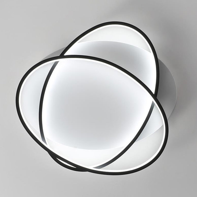 Black Ellipse Crossed Ceiling Light Modernist Acrylic Thin Flush Mount LED Lighting in Warm/White Light for Bedroom, 20.5"/25" W Clearhalo 'Ceiling Lights' 'Close To Ceiling Lights' 'Close to ceiling' 'Flush mount' Lighting' 990864