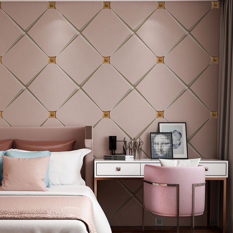 Simple 3D Effect Harlequin Wallpaper for Dress Shop Decor, 57.1 sq ft. Flock Wall Covering in Light Color Pink Clearhalo 'Wall Decor' 'Wallpaper' 991448