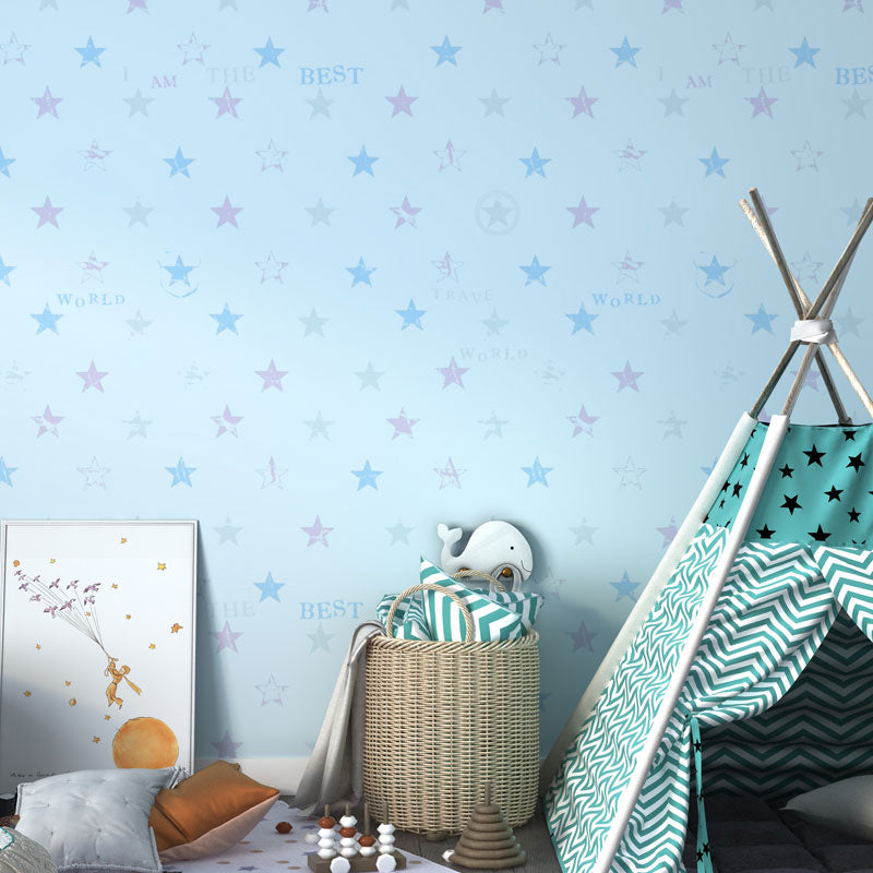 Natural Color Contemporary Wall Art 20.5 in x 31 ft Star Wallpaper Roll for Boy's or Girl's Bedroom Blue Clearhalo 'Wall Decor' 'Wallpaper' 991729