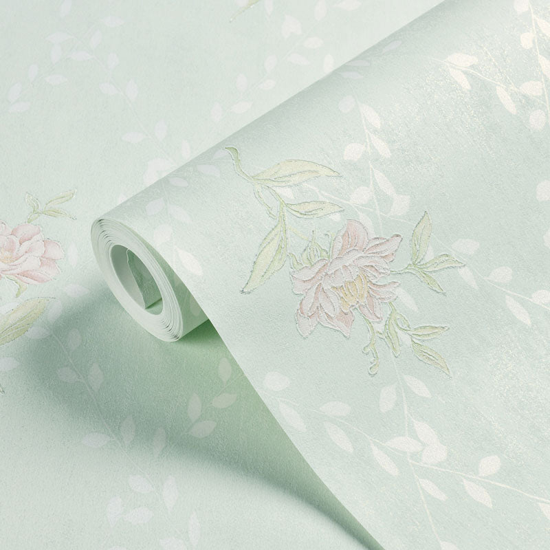 Dense Flower Design Wallpaper Roll for Living Room Decor, Pastel Color, 31 ft. x 20.5 in Clearhalo 'Country wall decor' 'Rustic' 'Wallpaper' Wall Decor' 991790