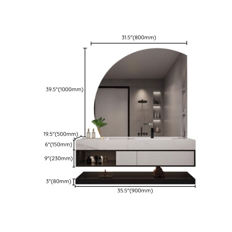 Wall-mounted bathroom vanity with sink and mirror