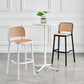 Sgabello moderno con poggiapiedi quadrato Sgabello in rattan di plastica in bianco e nero