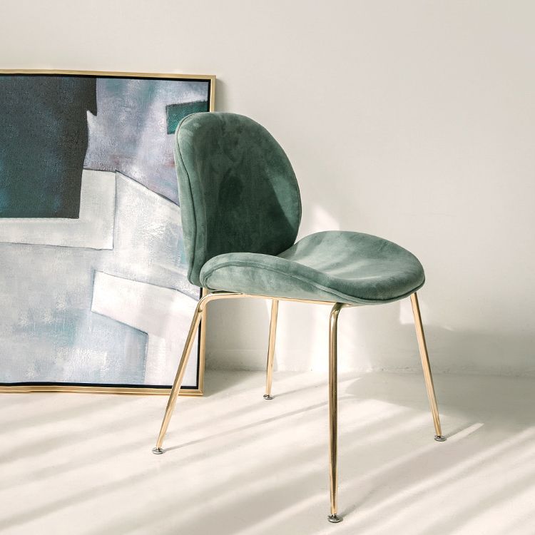 Nordic Glam Style Dining Chair Armless Home Side Chair with Metal Legs Clearhalo ' kitchen&dining_furn' 'Dining Chairs' 'Dining Tables & Seating' 'dining_chair' 'furn' 'furn_dining_chair' 'Furniture' 'furniture_dining_chair' 'Kitchen & Dining Furniture' 'kitchen' 1200x1200_000264a8-3813-4e7b-a246-d9817eb3f894