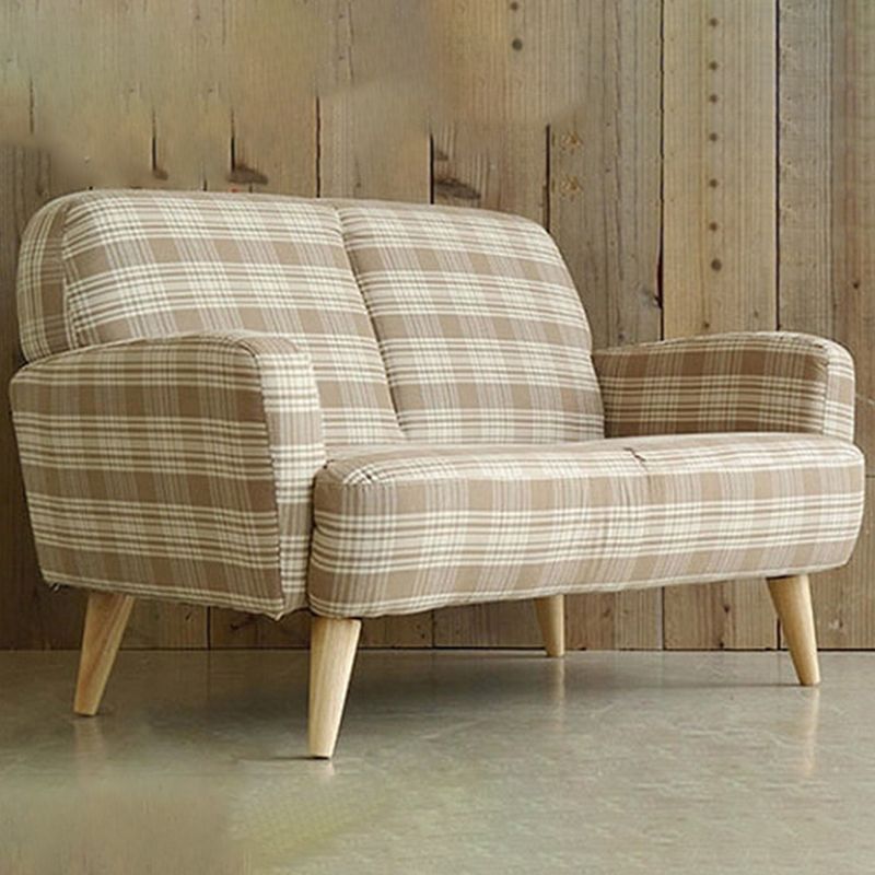 Contemporary Fabric Settee Stain Resistant Tight Seat Sofa for Living Room