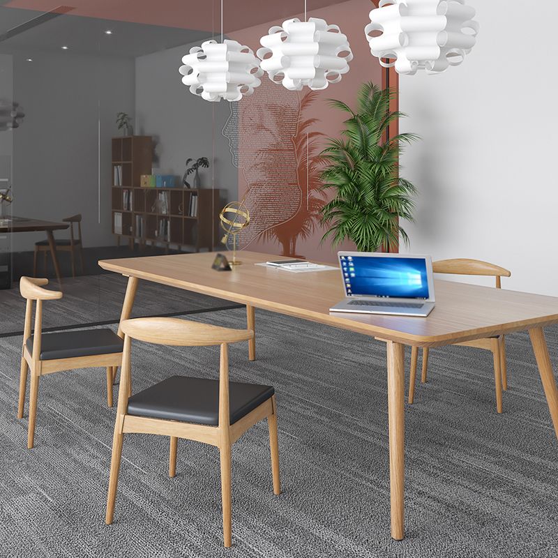 Contemporary Kitchen Khaki Dining Table Solid Wood Rectangle Dining Table with 4 Legs Base Clearhalo ' dining_table' 'Dining Tables & Seating' 'Dining Tables' 'furn' 'furn_dining_table' 'Furniture' 'furniture_dining_table' 'Kitchen & Dining Furniture' 'kitchen&dining_furn' 'kitchen' 'kitchen_dining_table' 1200x1200_00057ca9-13aa-47df-9f2e-177ba9acb8e7