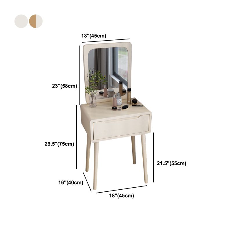 Table de bureau de vanité de maquillage scandinave en blanc et brun pour la chambre
