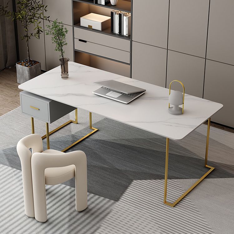Rechthoek gesinterde stenen werkbureau moderne kantoortafel met lade