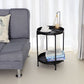 Round Shape Accent Side Table Metal Contemporary with Storage End Table