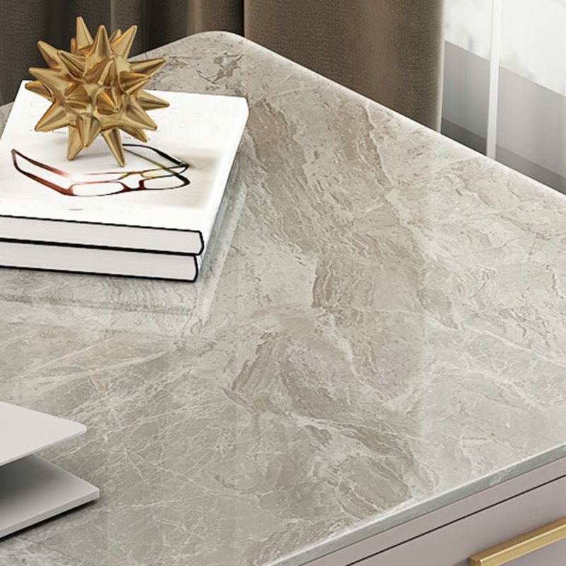 Glam Stone Writing Desk Sled Base 29.53" Tall Office Desk with Drawers Clearhalo 'furn' 'furn_office_desk' 'Furniture' 'Office Desks' 'Office Furniture' 'office_desk' 1200x1200_0009dc68-6c25-47fc-8edf-f8b116ccddbd