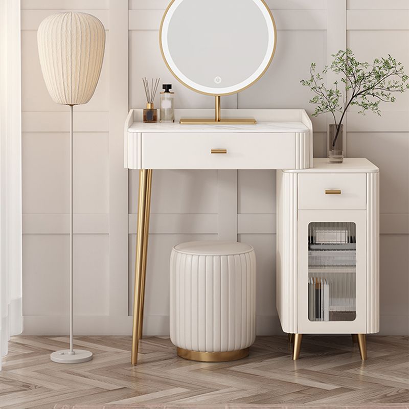 Contemporary White Slate Dresser 31.1-In High Vanity Dressing Table Set with Drawers