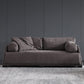 Leather Sofa Stationary Settee Solid Color Modern Sofa for Living Room