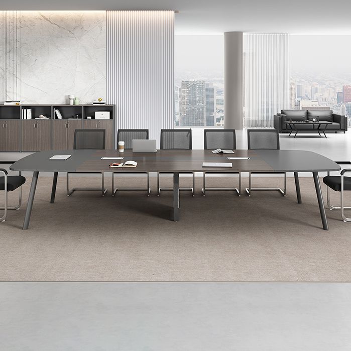 Cappuccino Curbe Writing Desk avec des jambes métalliques Bureau de bureau en métal et en bois artificiel