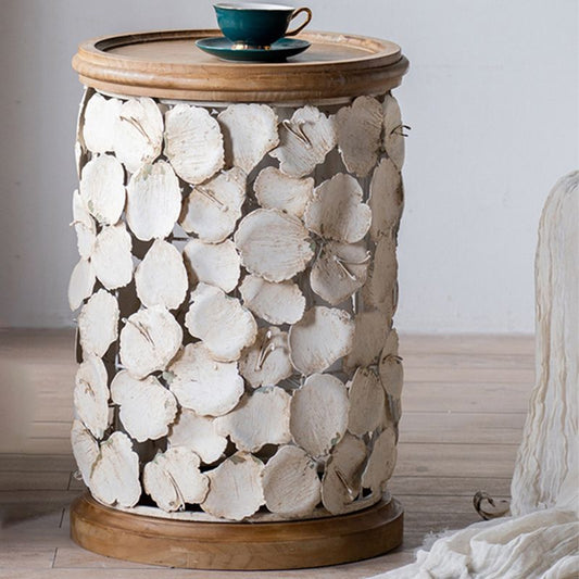 Mesa de café de madera maciza francesa mesa de cóctel angustiada redonda