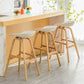 Modern Plastic Low Back Counter & Bar Stool with Solid Wood Base