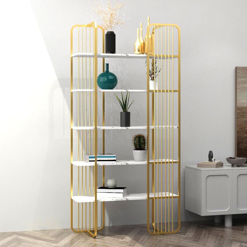 Contemporary Style Bookcase Metal Open Back Etagere Bookshelf for Home Office
