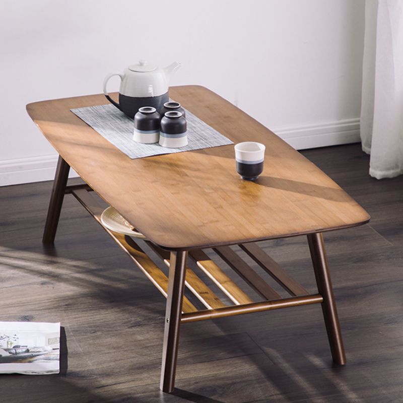 Scandinavian Rectangle Wood Coffee Table 4 Legs Cocktail Table with Shelf Clearhalo 'Coffee & Accent Tables' 'Coffee Tables' 'coffee_tables' 'furn' 'furn_coffee_tables' 'Furniture' 'Living Room Furniture' 1200x1200_00153c70-bcc8-4359-9ed9-bf5487d9d353