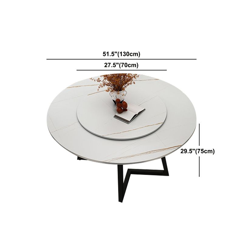 Round Sintered Stone Dining Table Modern Furniture with Double Pedestal for Home Clearhalo 'Dining Tables & Seating' 'Dining Tables' 'dining_table' 'furn' 'furn_dining_table' 'Furniture' 'Kitchen & Dining Furniture' 1200x1200_00161a86-c028-4095-baf1-1c1a2f002d58