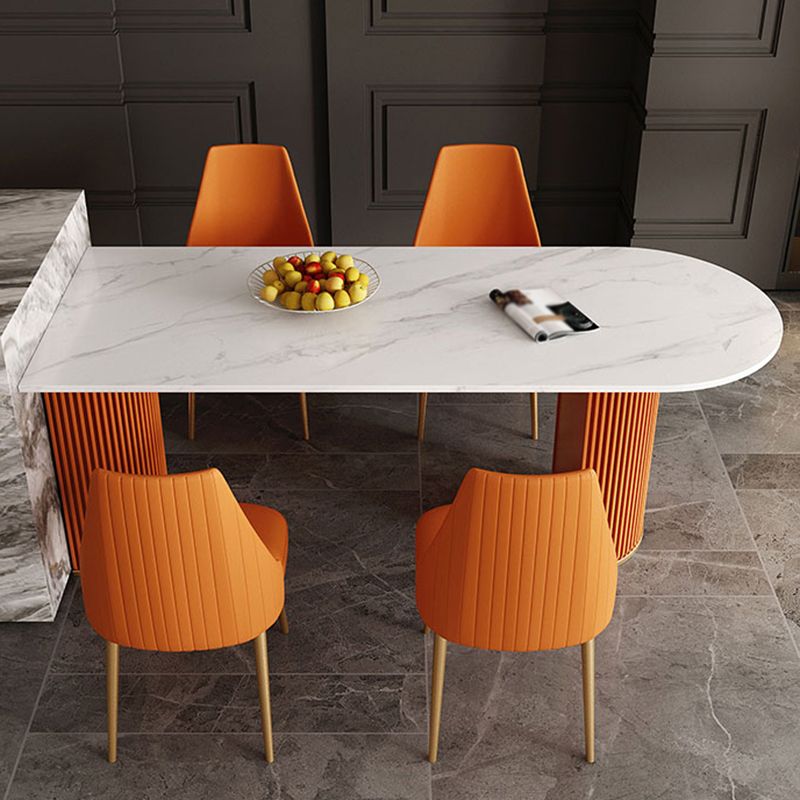 Metal Contemporary Free Form Dining Table Sintered Stone Table for Dining Room Clearhalo ' dining_table' 'Dining Tables & Seating' 'Dining Tables' 'furn' 'furn_dining_table' 'Furniture' 'furniture_dining_table' 'Kitchen & Dining Furniture' 'kitchen&dining_furn' 'kitchen' 'kitchen_dining_table' 1200x1200_001740da-fab2-4f6f-9f0c-5cdf3c16d255