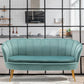 30.7"H Scandinavian Velvet/ Faux Leather Armless Curved Loveseat Sofa Clearhalo 'furn' 'furn_sofas' 'Furniture' 'furniture_sofas' 'kitchen' 'kitchen_sofas' 'Living Room Furniture' 'Sofa' 'sofas' 1200x1200_0017f41a-5f08-4821-8012-6c6036e01592