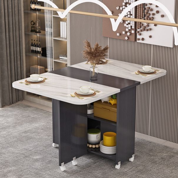 Modern Style Dining Table Rectangle Drop-Leaf Dining Table for Home Use Clearhalo ' dining_table' 'Dining Tables & Seating' 'Dining Tables' 'furn' 'furn_dining_table' 'Furniture' 'furniture_dining_table' 'Kitchen & Dining Furniture' 'kitchen&dining_furn' 'kitchen' 'kitchen_dining_table' 1200x1200_001810ae-6522-4b83-8850-a5ad864d6987