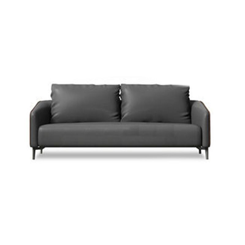 Contemporary Standard Tuxedo Arm Loveseat Leather Loveseat with Pillows Clearhalo 'furn' 'furn_sofas' 'Furniture' 'furniture_sofas' 'kitchen' 'kitchen_sofas' 'Living Room Furniture' 'Sofa' 'sofas' 1200x1200_00181821-f05d-4d5d-8456-2cf783aad128