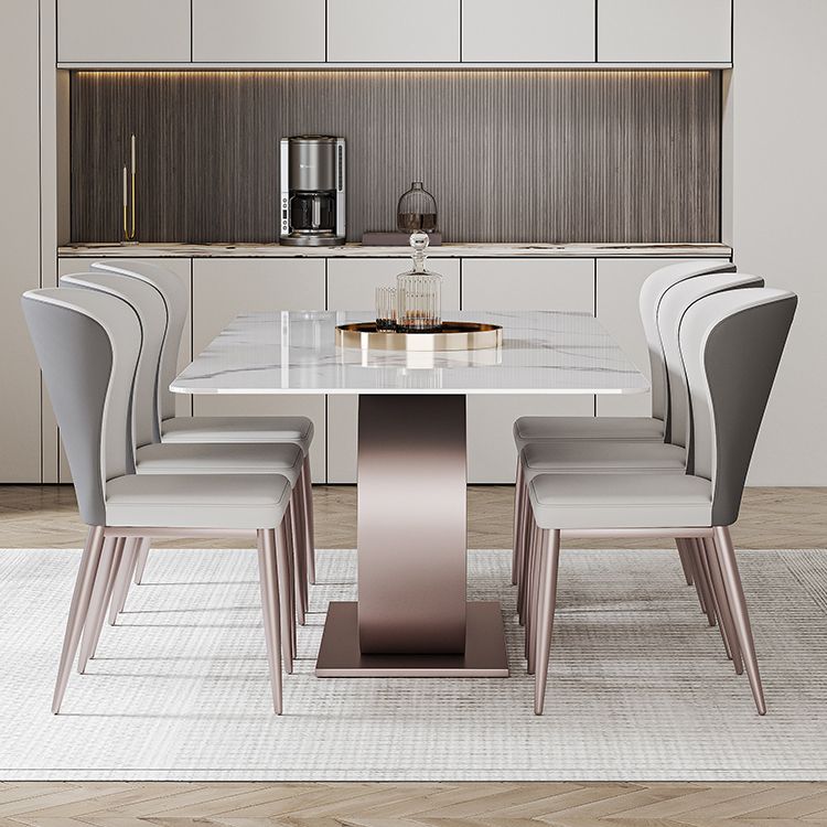 Designer Style Sintered Stone Dining Set Rectangle 1/3/4/7 Pieces Dining Room Table Set Clearhalo 'Dining Room Sets' 'Dining Tables & Seating' 'dining_room_set' 'furn' 'furn_dining_room_set' 'Furniture' 'furniture_dining_room_set' 'Kitchen & Dining Furniture' 1200x1200_001ebfb3-4997-4a09-9652-b59fb54d72a5