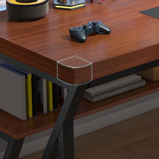 Bureau de bureau en bois contemporain Dessert d'écriture rectangulaire avec étagère