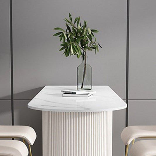 Stone Bar Dining Table Glam Oval Bar Table with Double Pedestal for Dining Room Clearhalo 'Bar Furniture' 'Bar Tables' 'bar_tables' 'furn' 'furn_bar_tables' 'Furniture' 'furniture_bar_tables' 'Kitchen & Dining Furniture' 1200x1200_00206ddc-638e-4353-a16e-8ed67b147b18