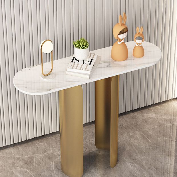 11,81 "W tavolo di accento console glam ovale di divano console di finitura antica