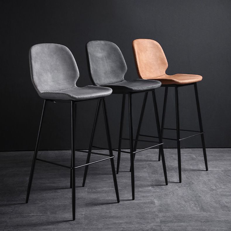 Sgabello scandinavo in metallo Sgabello da banco imbottito in ecopelle per la casa
