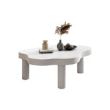 15.7"H Modern Style Wooden 3-leg Base Irregular Solid Color Coffee Table