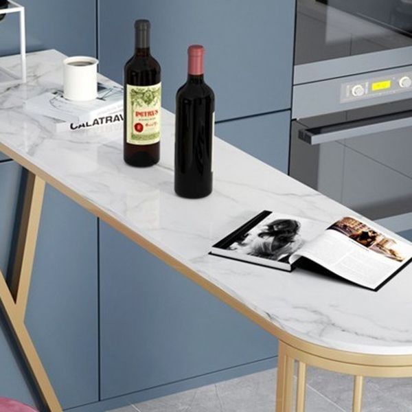 Glam Gold Iron Bar Table Faux Marble White Specialty Top 41.3"H Bistro Table Clearhalo 'Bar Furniture' 'Bar Tables' 'bar_tables' 'furn' 'furn_bar_tables' 'Furniture' 'furniture_bar_tables' 'Kitchen & Dining Furniture' 1200x1200_0024fa2b-a0be-415b-9ca9-44a005be4bd7