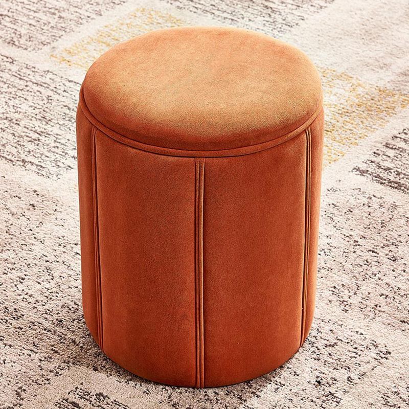 Orange Velvet Ottoman Modern Round Ottoman Stain Resistant Ottoman Clearhalo 'furn' 'furn_ottomans_poufs' 'Furniture' 'Living Room Furniture' 'Ottomans & Poufs' 'ottomans_poufs' 1200x1200_002672cd-e65a-42be-8ce5-104fe7035527
