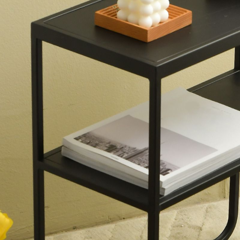 21,65 "tavolo laterale alto 4 gambe tavolo di divano di divano laterale con scaffale