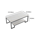 Contemporary Cocktail Table with Stone Top and Iron Base and Shelf