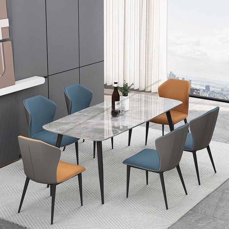 Rectangle Grey Tone Dining Table Sintered Stone Table Simplicity with 4 Legs Clearhalo 'Dining Tables & Seating' 'Dining Tables' 'dining_table' 'furn' 'furn_dining_table' 'Furniture' 'furniture_dining_table' 'Kitchen & Dining Furniture' 1200x1200_002eaac5-c389-4691-b01a-2eecb8d4564b