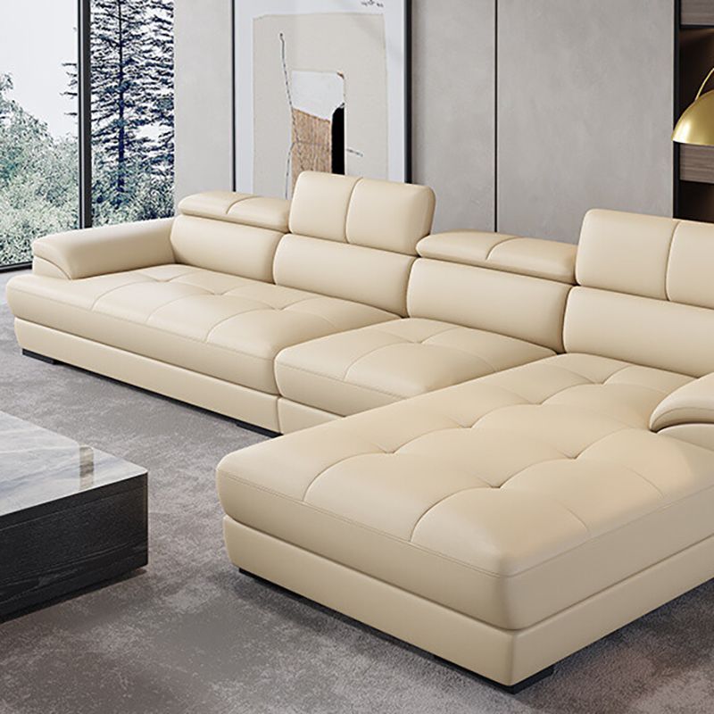 Beige Contemporary Sofa with Pillow Top Arm and Storage 27.6" Clearhalo 'furn' 'furn_sectionals' 'Furniture' 'furniture_sectionals' 'kitchen' 'kitchen_sectionals' 'Living Room Furniture' 'Sectionals' 1200x1200_0031b6b8-2209-47a4-94be-b57c1629fbd3