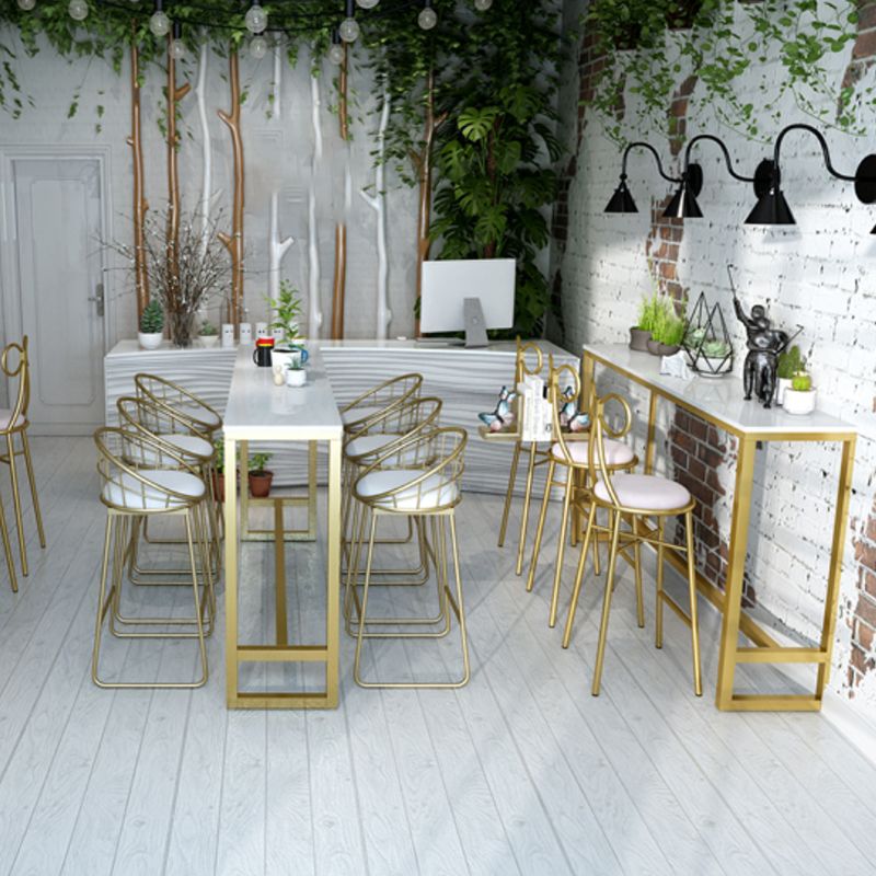 Glam 1/3/7 Pieces Bar Table Set Rectangle Stone Counter Table with High Stools Clearhalo 'Bar Furniture' 'furn' 'furn_home_bar_bar_sets' 'Furniture' 'Home Bars & Bar Sets' 'home_bar_bar_sets' 'Kitchen & Dining Furniture' 1200x1200_00340a16-6d37-4895-9f84-cc89db7ae182