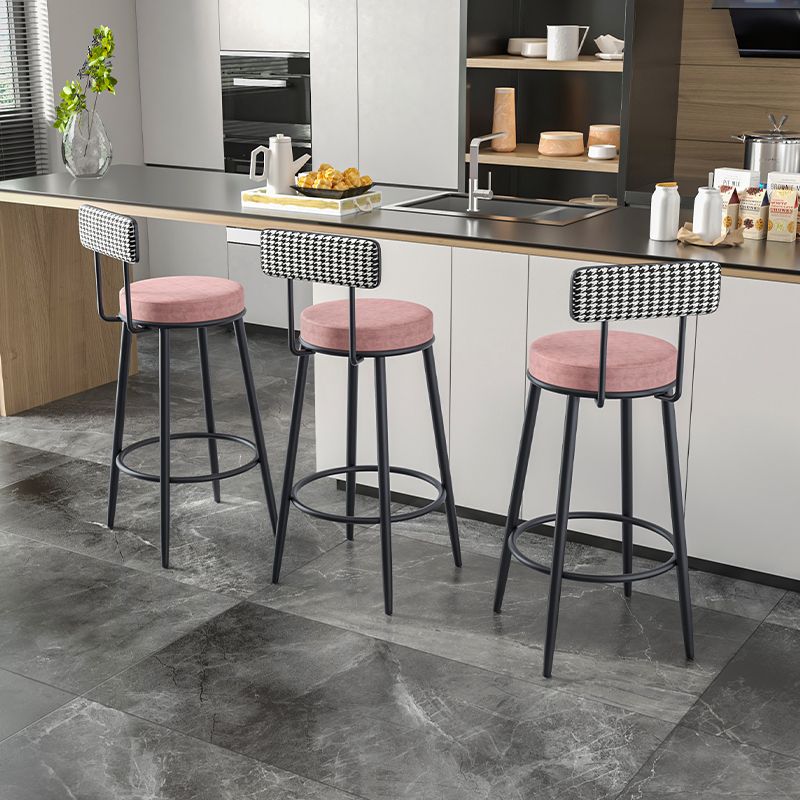 Modern Backrest Armless Counter Stool Iron Kitchen Bar Stool with Velvet Cushion Clearhalo 'Bar Furniture' 'Bar Stools' 'bar_stools' 'furn' 'furn_bar_stools' 'Furniture' 'furniture_bar_stools' 'Kitchen & Dining Furniture' 1200x1200_00359998-f52c-4bb1-bf56-a9433d893396