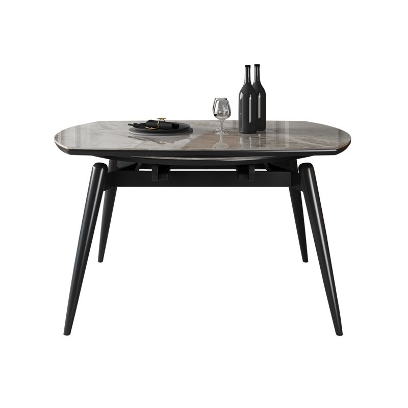 Sintered Stone Top Extendable Round Table for Restaurant Modern Dining Table with Black 4 Legs Clearhalo ' dining_table' 'Dining Tables & Seating' 'Dining Tables' 'furn' 'furn_dining_table' 'Furniture' 'furniture_dining_table' 'Kitchen & Dining Furniture' 'kitchen&dining_furn' 'kitchen' 'kitchen_dining_table' 1200x1200_0037fdd3-9c6e-4e06-bd1a-5d474c100431