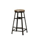 Backless Solid Wood Dining Stools Round Bar Stools with Metal Legs